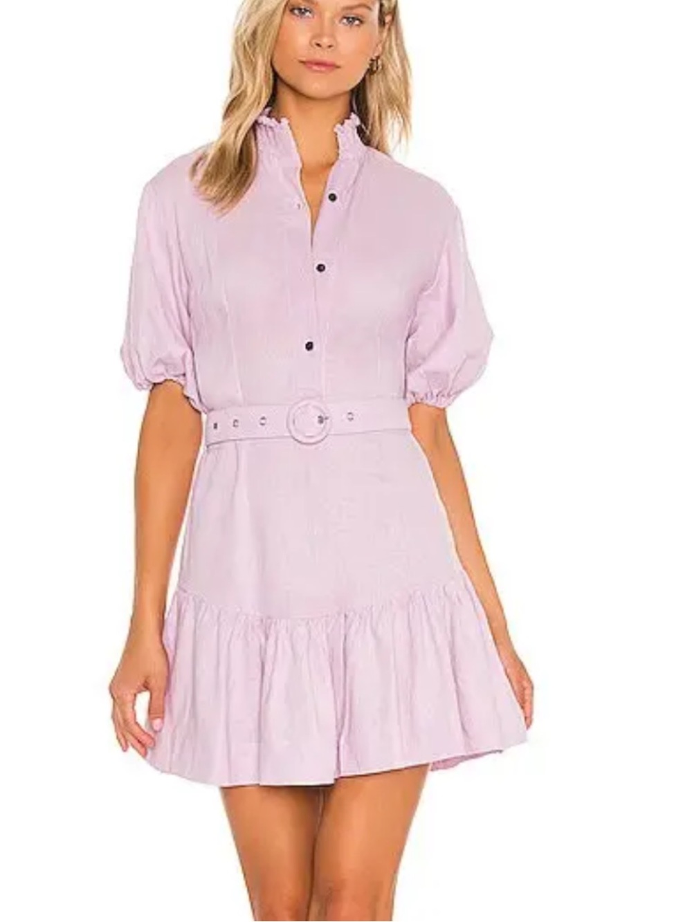 S/W/F Australia Lilac Belted Mini Shirt Dress Size Small